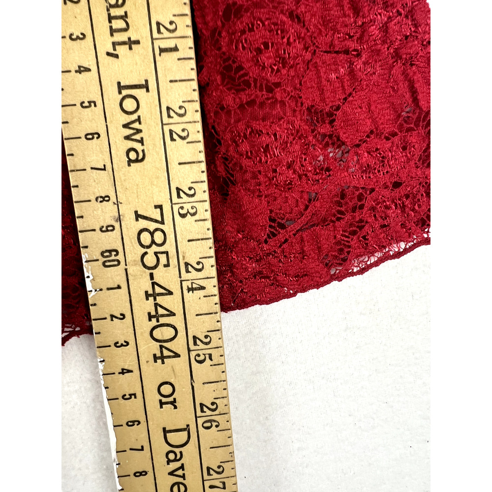 Vintage Y2K 2000s Top Medium red Floral Lace long sleeve Fairy Whimsigoth VTG - Picture 7 of 9